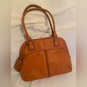 Tignanelllo Pebble Leather Organizer Tote Orange